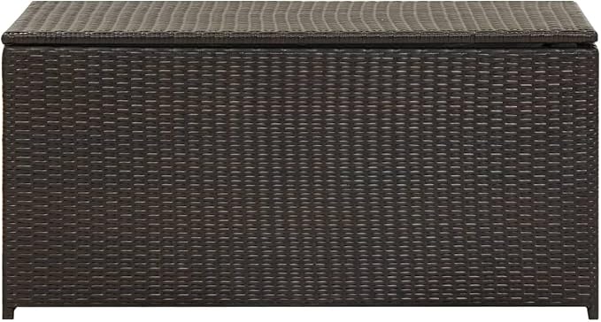 Wicker Patio Storage Box with PE Liner, Patio PE Rattan Storage Container, Outdoor Storage Box for Cushions, and Garden Tools, Poly Rattan 39.3"x19.6"x19.6" Brown,-893