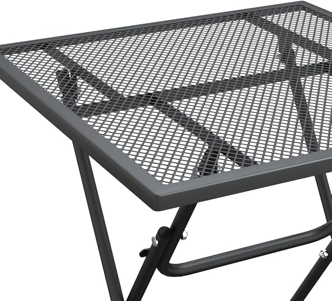 Foldable Patio Dining Set with Expanded Metal Mesh, Anthracite Outdoor Dining Set for 4, E-Coating Finish