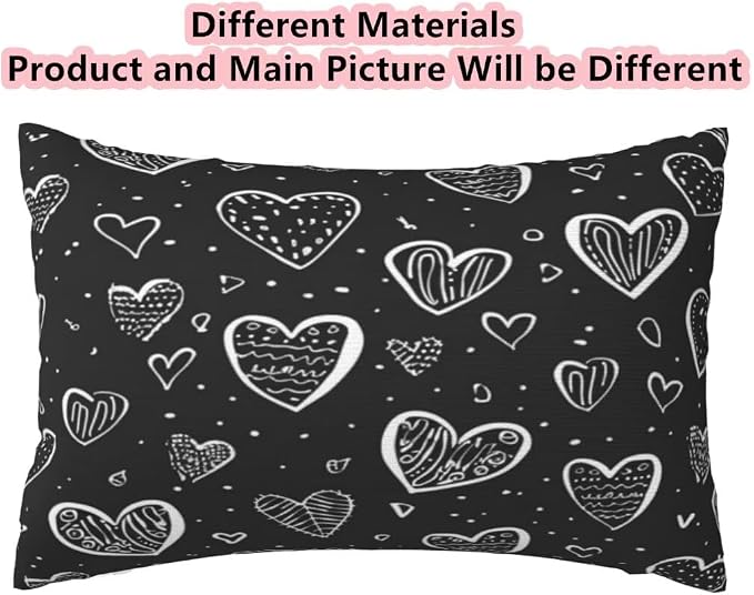 Outdoor Pillows Waterproof Set of 2 Outdoor Pillow Covers 16x24 Inch, Black Throw Pillows Heart Pillow Covers, Summer Garden Decorative Pillows Outdoor Pillows for Patio Furniture Car Home Decor-hs282