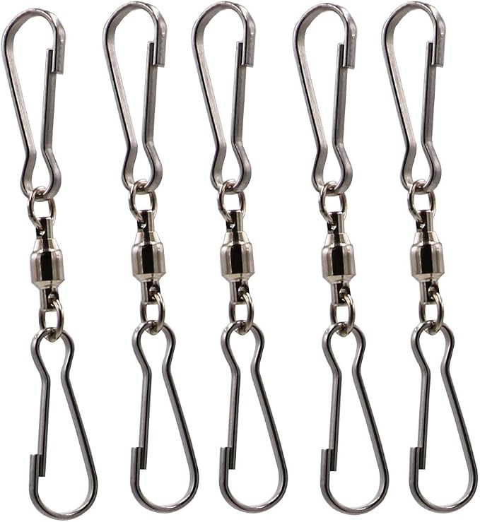 LGEGE Accessories for Wind Spinner, 5 PCS Smooth Spinning Dual Clip Swivels Wind Spinner Hangers Spiral Tails Twisters Wind Socks, for Spinning Windsocks, Kites, Flower Pots, Bird Feeders, Flags