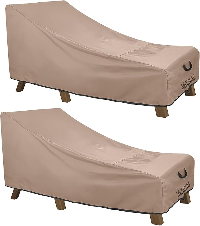 ULTCOVER Waterproof Patio Lounge Chair Cover Heavy Duty Outdoor Chaise Lounge Covers 2 Pack - 76L x 32W x 32H inch