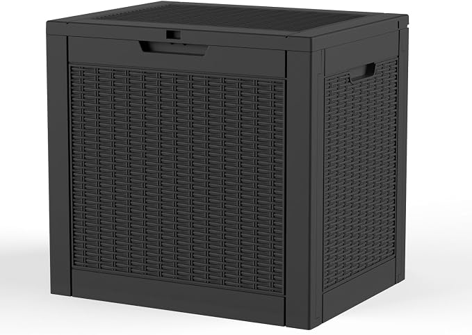 Resin Deck Box Outdoor Storage Box Waterproof for Patio Furniture,Outdoor Cushions,Garden Tools and Pool Supplies (Black, 36 Gallon)