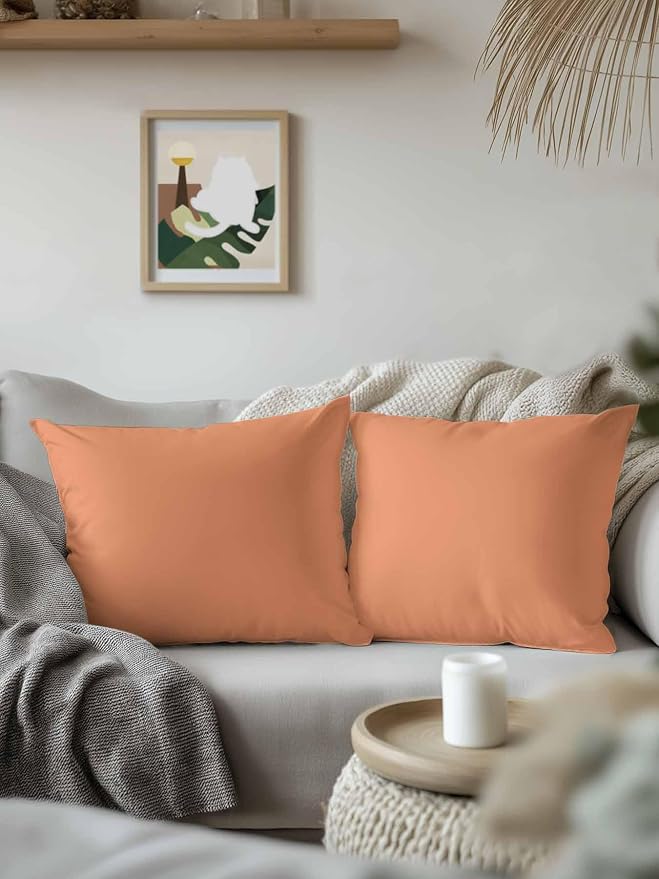 Vandarllin Waterproof Outdoor Pillow 1 Pack Solid Color Decorative Throw Pillows Cover & Insert 16x16 Inch Pillowcase Orange Square Pillows for Couch Sofa Bed Patio Furniture Indoor Outdoor