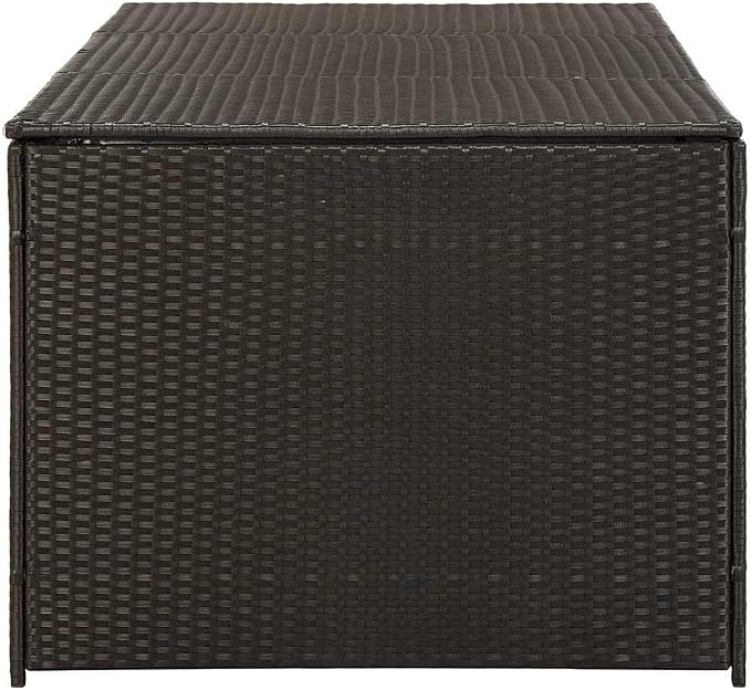 Brown Rectangular Deck Box 70.9x70.9x27.6 in Outdoor Storage Chest PE Rattan Garden Container Patio Organizer for Cushions Tools Balcony Porch