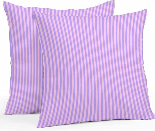 Throw Pillow Covers 26x26 Inch Set of 2, Purple Pink Waterproof Outdoor Cushion Covers, Geometric Vertical Striped Solid Rainbow Decorative Pillowcases for Couch, Sofa, Bed, Garden, Patio