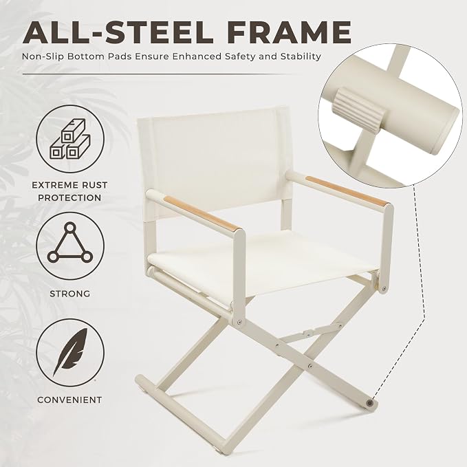 Grand patio 11-Piece Outdoor Dining Set, 10 Extra-Wide Folding Chairs & 1 Rectangle Expandable Table for 6-8 Person, Sling Mesh Patio Chairs with Wood Grain Table for Yard, Poolside, Deck, Apricot