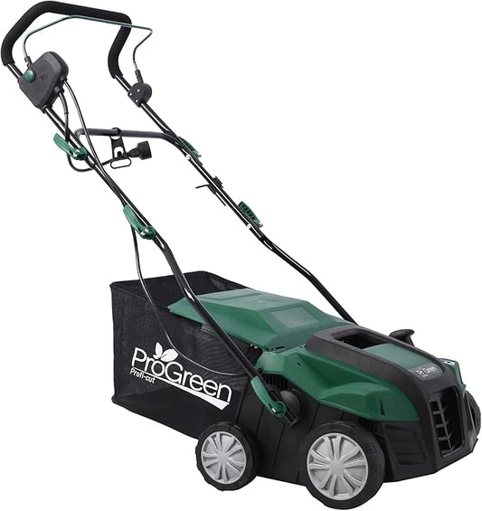 Garden Scarifier, 2-in-1 16INCH Dethatcher Scarifier,15 Amp Electric Lawn Dethatcher,Removable Collection Bag Extra Large 58QT