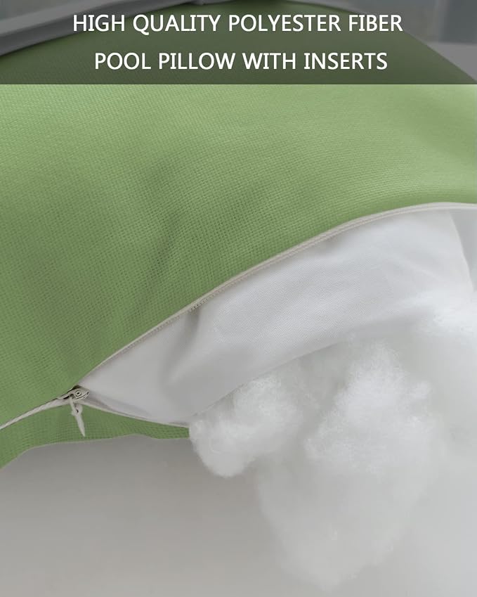 Outdoor Pillows Covers with Inserts Vibrant Green and White Gradient Waterproof Recliner Pillow with Adjustable Strap Throw Pillows for Patio Furniture Pool Lounge Chair, 12x20 inch, 1PCS