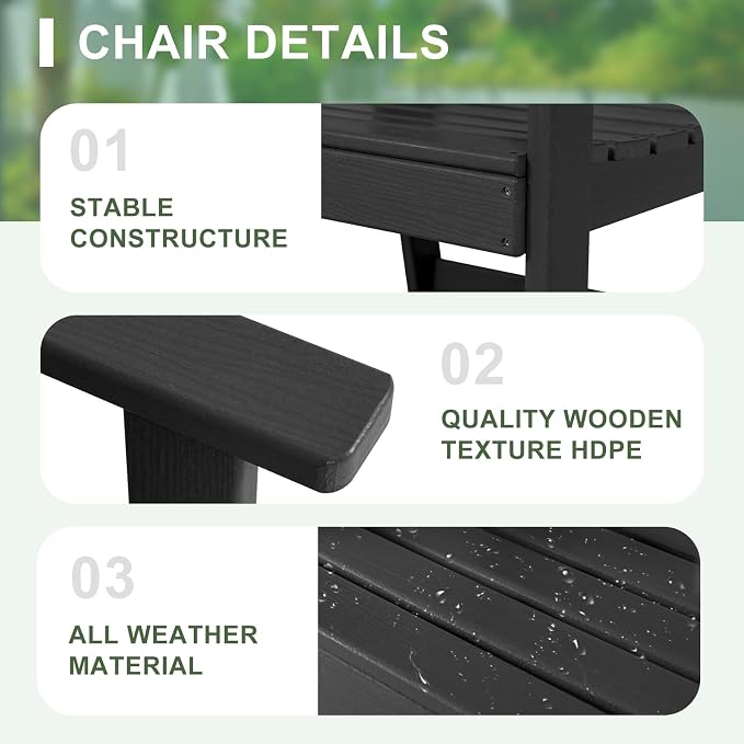 FUNBERRY Outdoor Dining Chairs Set of 2, HDPE Patio Chairs for Outside | Wood-Grain, HDPE All Weather, No Rot or Rust or Crack, UV Fade Shield, 330LBS Weight Capacity, Easy-Clean for Outside