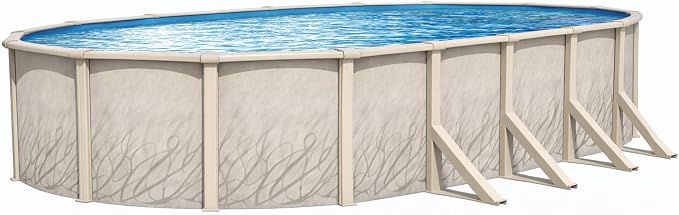 Lake Effect Pools 'Meadows' 15 ft x 30 ft Oval Above Ground Swimming Pool | 52 Inch Steel Side Walls | Kit Includes: 25 Gauge Overlap Liner & Widemouth Skimmer