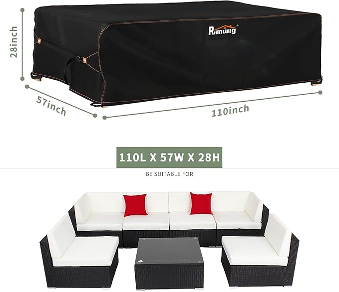 Extra large Patio Furniture Set Covers Waterproof, outdoor furniture covers clearance, Sectional Sofa Couch Set Covers, Outside Table Chair Set Cover Rectangular Heavy Duty 110" L x 57" W x 28" H