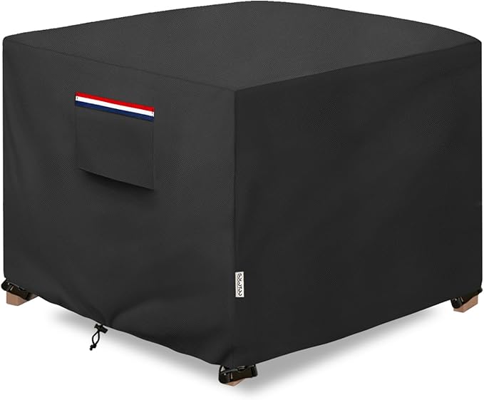 Patio Ottoman Cover Waterproof Heavy Duty Square Outdoor Ottoman Covers, 22W x 22D x 18H Inches Patio Furniture Covering Protector Outdoor Side Table Cover (Black)