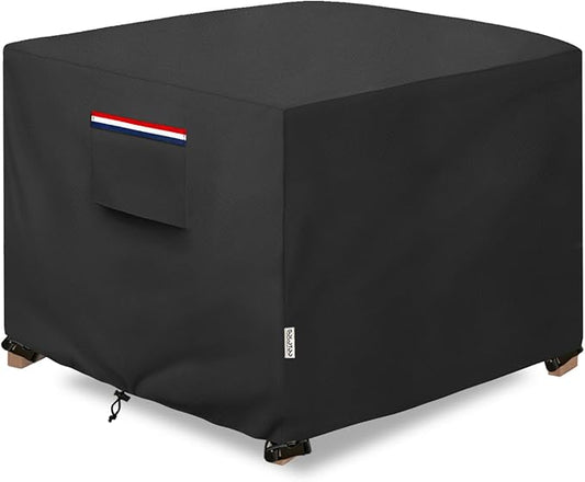 Patio Ottoman Cover Waterproof Heavy Duty Square Outdoor Ottoman Covers, 22W x 22D x 18H Inches Patio Furniture Covering Protector Outdoor Side Table Cover (Black)