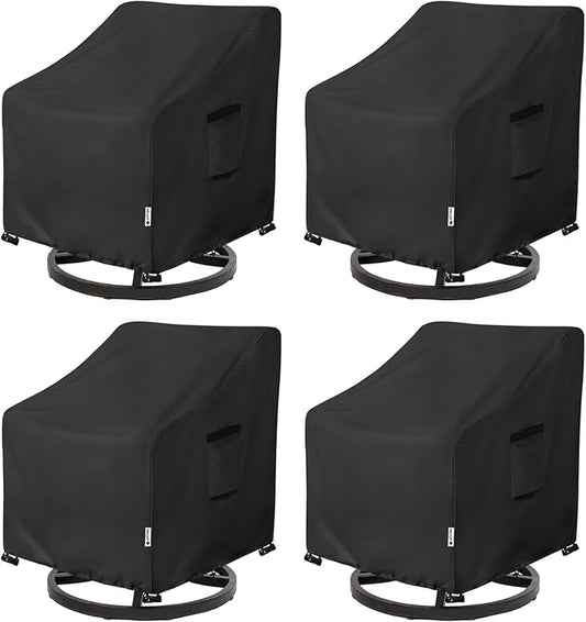 Patio Chair Covers Waterproof Patio Furniture Covers,33W x 37D x 38 H Inches Outdoor Swivel Chair Cover 4 Pack -Black