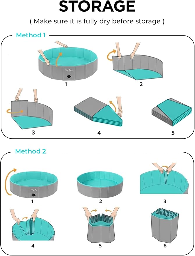 Furrybaby Dog Pool, Kiddie Pool Hard Plastic Foldable Dog Pools for Large Dogs Portable Pet Doggie Wading Swimming (Grey 47'') Indoor and Outdoor