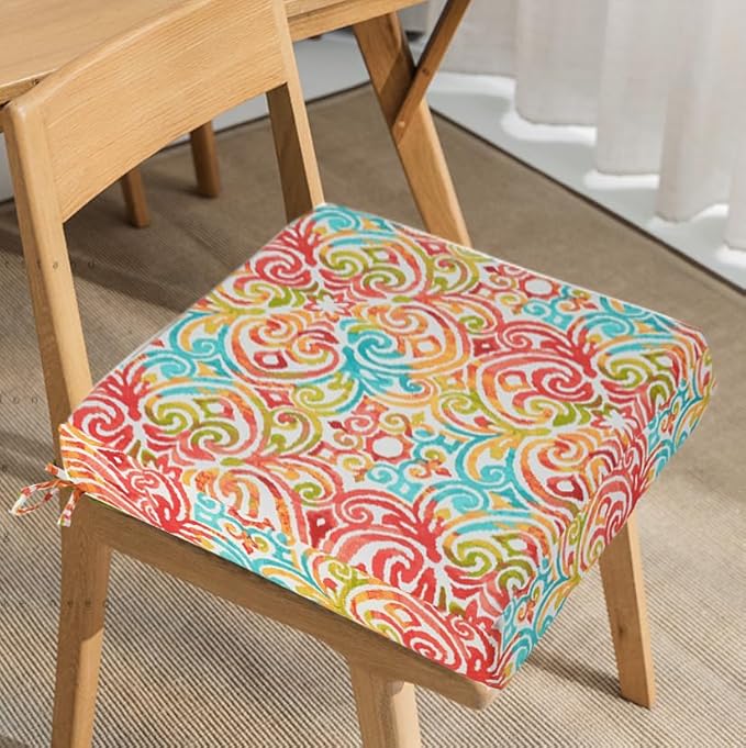 FUNHOME Outdoor Chair Cushion Covers 2 Pack, No Insert! Patio Cushion Covers Replacement 24" x 22" x 4", Water Resistant Chair Cushion Slipcovers, Corinthian Dapple(Covers ONLY)