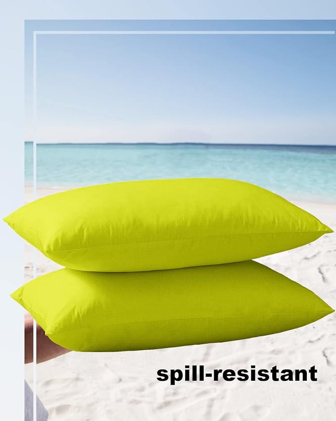 Outdoor Waterproof Throw Pillow Covers Set of 2 Lemon Yellow Lumbar Pillowcases 20x12 Inches Gradient Gradual Color Patio Decorative Pillows Cushion Case Patio Pillows for Couch Bed Chair Garden