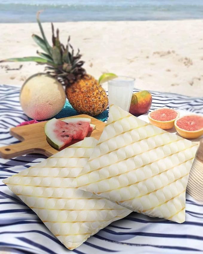 Prime Leader Outdoor Waterproof Pillow Covers Set of 2, Retro Gradient Yellow Abstract Geometric Patio Throw Pillow Covers, Decorative Cushion Case for Couch Sofa Furniture Garden, 24x24 Inch