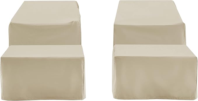 Crosley Furniture Patio Furniture Covers, Waterproof 4-Piece Cover Set for Outdoor Chairs and Ottomans, Tan