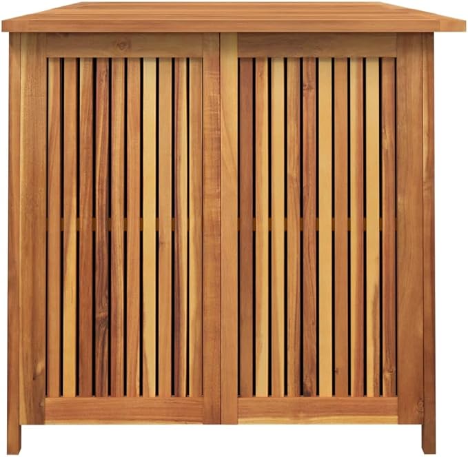 Solid Acacia Wood Outdoor Storage Box 150x80x75cm Garden Deck Box with PE Inner Bag for Patio Furniture Pool Toys Storage