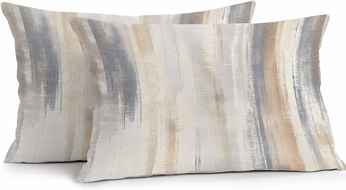 Abstract Retro Mottled Texture Outdoor Pillow Covers 20x12in Pack of 2 Waterproof Pillowcase Vintage Distress Style Decorative Throw Cushion Case for Patio Couch Sofa