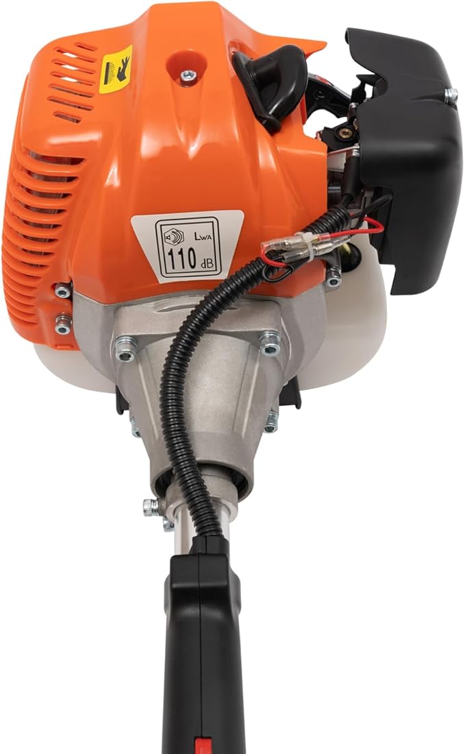 2-Stroke Lawn Trimmer, 33cc Gas-Powered Brush Cutter, Equipped with Dual Blade Heads, Portable Trimmer with Adjustable Handle, Ideal Weed Removal Tool for Garden and Yard POIOKLJRE
