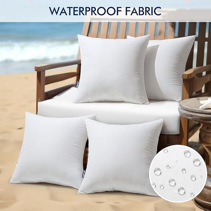 MIULEE 24x24 Euro Outdoor Pillow Inserts, Pack of 4 Waterproof Pillows | Decorative Throw Pillows, Garden Pillow Form for Patio Sofa Couch