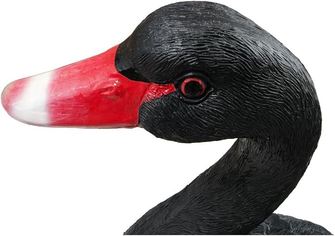 Porch Goose Statue Black Cygnus, Big Resin Garden Lawn Yard Décor, Sculpture, 20 inches High Figurine, Duck, Indoor and Outdoor, by GGTown TM