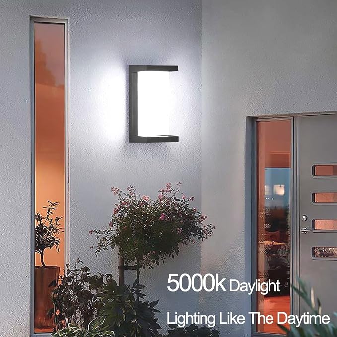 Outdoor Wall Sconce Lights, 24W 5000K Daylight White Aluminum Exterior Light Fixture Wall Mount Ip65 Waterproof, Led Porch Light for Garage Walkway Hallway Backyard Garden.