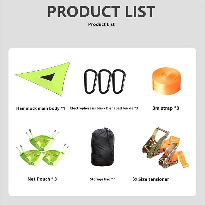 Camping Hammock， Portable Camping Hammock with Storage Bags(3m(9.8ft))