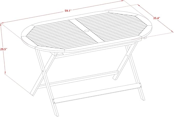 East West Furniture DIDK7CWNA 7 Piece Patio Dining Set Consist of an Oval Outdoor Acacia Wood Table and 6 Folding Side Chairs, 36x60 Inch, Natural Oil