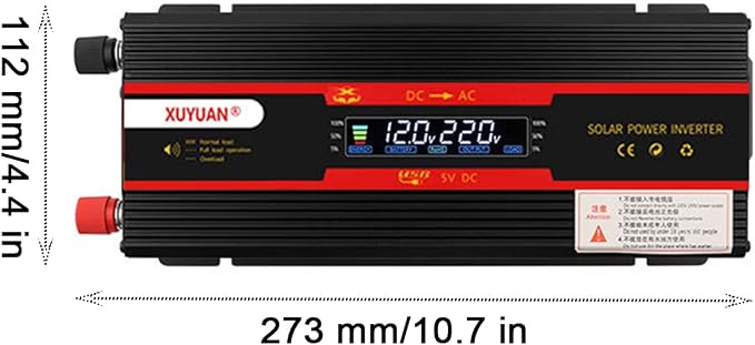 3000W 4000W 6000W Car Inverter DC 12V 24V to AC 110V 220V Modified Sine Wave Power Voltage Converter with Smart Digital Display Screen,6000W-24V