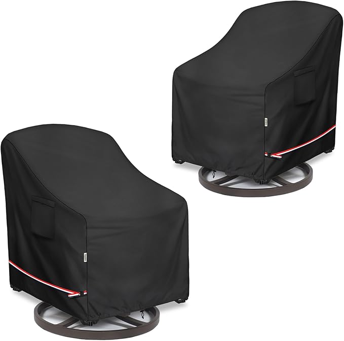 Patio Chair Covers for Outdoor Furniture Waterproof 2 Pack, Heavy Duty Waterproof Outdoor Swivel Chair Cover (30"W x34"D x36"H - Black)