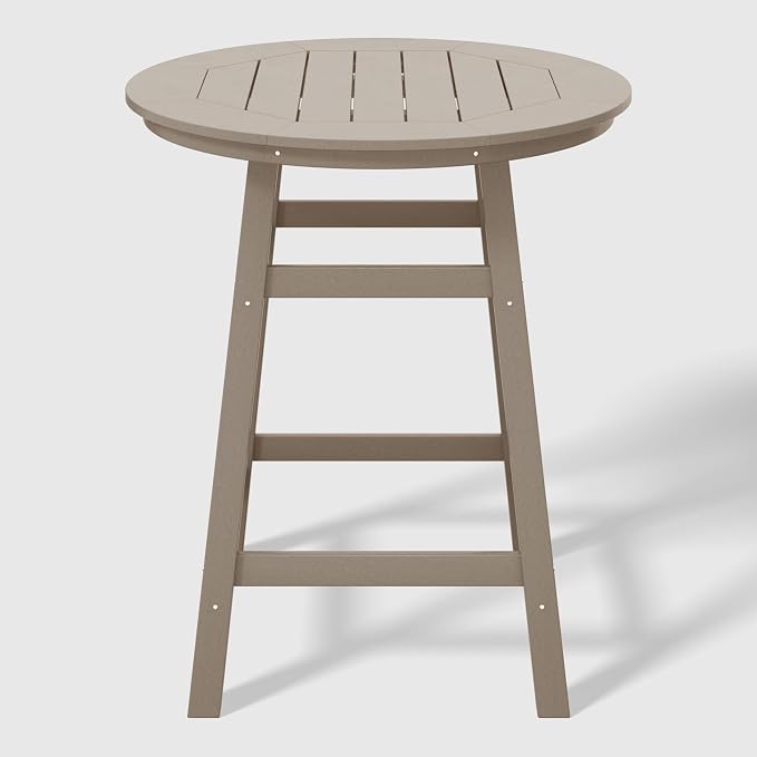 WestinTrends Malibu 5-Piece HDPE Outdoor Patio Dining Bar Bistro Table Set with Counter High Round Bar Stools