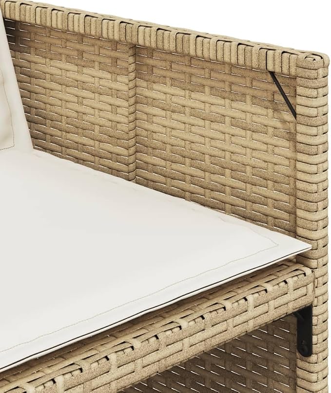 17-Piece Outdoor Patio Dining Set with Cushions Beige PE Rattan Furniture, 16 Foldable Chairs & Acacia Wood Table for Backyard Garden Balcony Porch