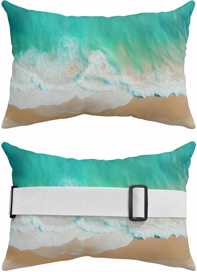 Outdoor Lumbar Cushions with Inserts, Beautiful Green Beach Sea Patterns Waterproof Fluffy Fade Body Pillows, Patio Furniture Pillow for Home Balcony Garden Decor 11x16IN