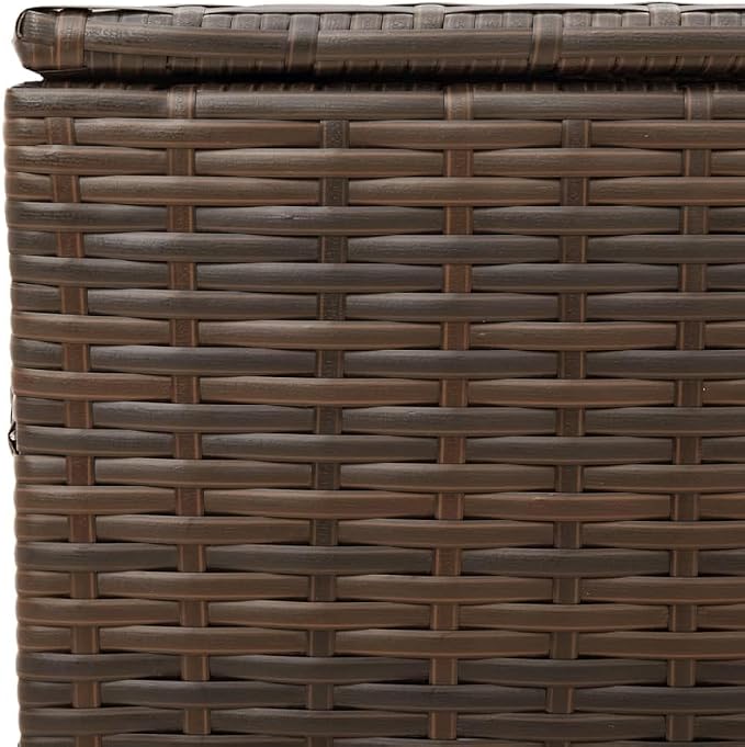 Wicker Outdoor Deck Box with Wheels, 50.2 Gal Outdoor Storage Box with Lid, PE Rattan Storage Container for Pillows, Cushions, Gardening Tools, 42.1"x21.7"x19.7"/20.9" Brown