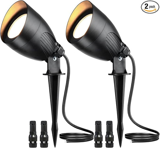 LITFIT Low Voltage Landscape Spotlights,12v Waterproof Outdoor Light,2Pack | Wired Flag Light with Connectors,5.5W 500LM Warm White 2700K LED Landscape Spotlights,Accent Lighting for Yard Tree Garden