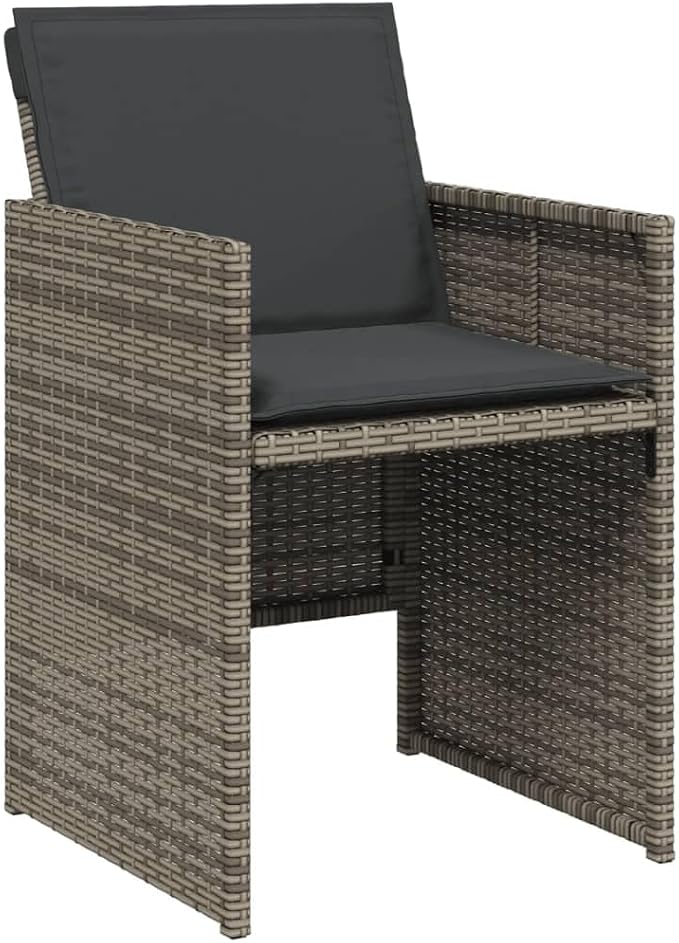 11-Piece Patio Dining Set with Cushions Gray Poly Rattan Outdoor Furniture Set for Garden Backyard Balcony