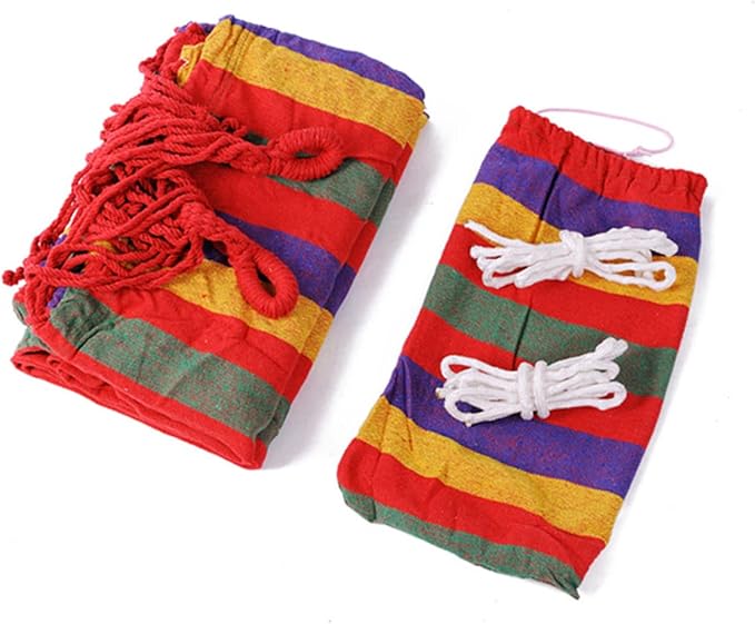 Milisten Double Thickened Canvas Hammock Outdoor Swing Chair for Camping Durable Red with Binding Ropes and Carry Bag Relaxing and Travel