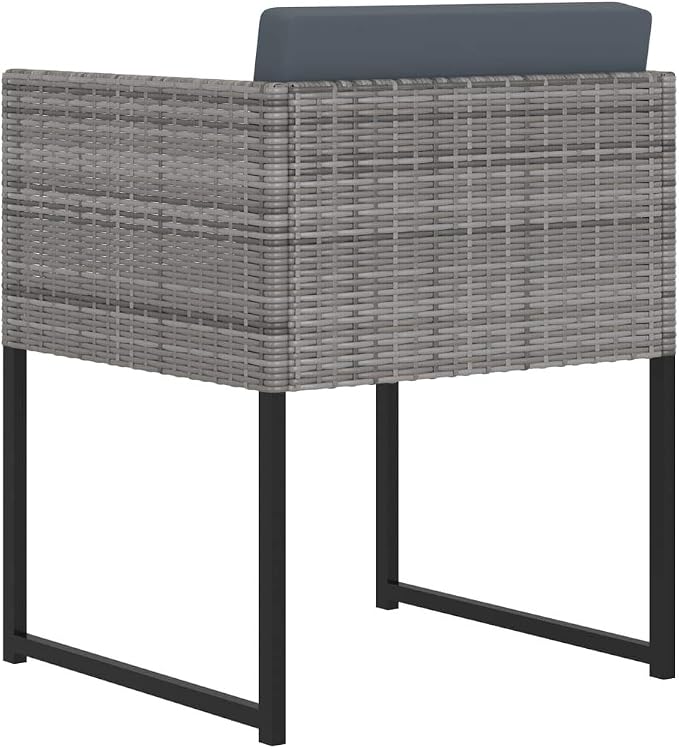 9-Piece Patio Dining Set, 8-Person Gray PE Rattan Outdoor Sectional Furniture with Tempered Glass Table, 4 Chairs, 4 Stools, and Anthracite Thick Cushions for Backyard, Garden and Porch