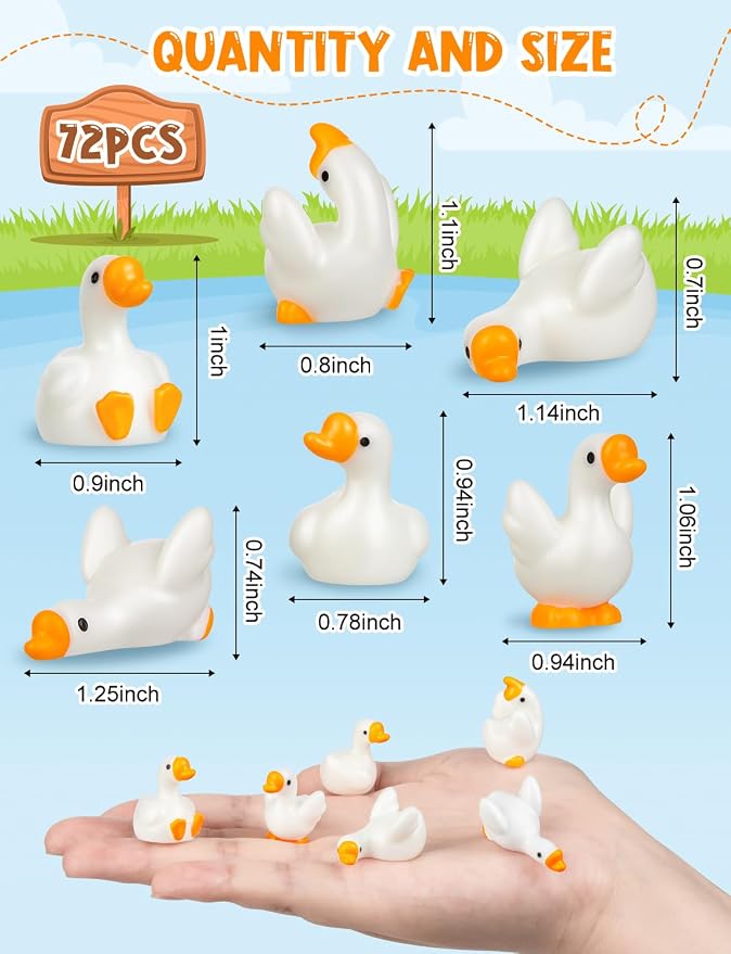 72pcs Mini Resin Goose Figurines, Tiny Animal Figurine Bulk | Small Desk Goose Decor for Garden Lawn Yard Micro Landscape Aquarium Potted Ornament DIY Craft