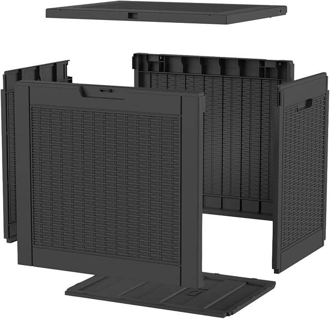 PatioZen 37 Gallon Deck Box,Waterproof Resin Outdoor Storage Boxes, Outside Storage Lockable Container for Garden Tools,Indooor Cushions,Accessories (Black)