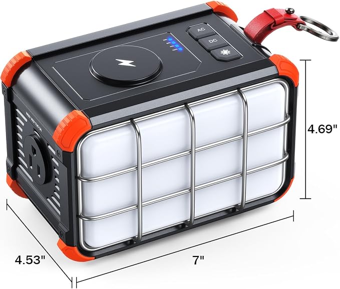 BROWEY Portable Power Station 153Wh Camping Small Solar Generator with Hand Crank 120V 150W AC Outlet Lithium Battery Power Bank, Wireless Charging Emergency Charger for Outdoor Travel Home Backup