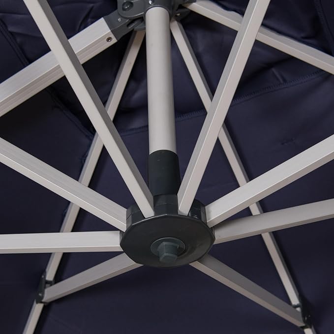 Cantilever Patio Umbrella with Cross Base and Cover Included - 360° Rotation Large Heavy Duty Offset Outdoor Umbrella with Easy Tilt for Pool Backyard Deck Garden (10x10 FT Navy Blue)