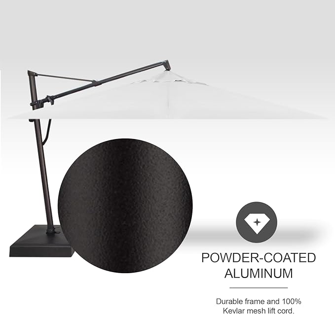 Treasure Garden AKZ PLUS Cantilever Umbrella 10'x13' Rectangular Sunbrella Natural Canopy and Black Frame with Rolling Base