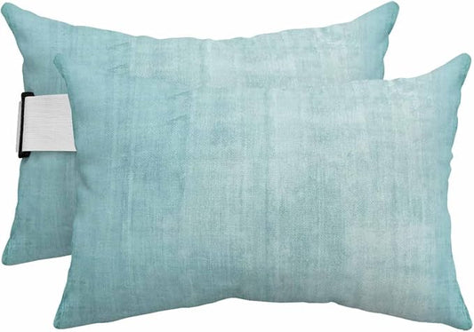 Outdoor Lumbar Pillows 11x16 Set of 2, Vintage Teal Waterproof Throw Pillow Covers with Insert, Modern Abstract Retro Art Decorative Pillowcase Cushion for Couch Sofa Bed