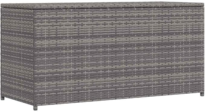 Outdoor Storage Box, 47.2-Inch Large Patio Deck Box, Grey PE Rattan Rectangular Container, Collapsible Garden Organizer with Powder-Coated Steel Frame