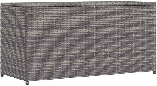 Outdoor Storage Box Large Deck Bin for Garden Patio, Collapsible PE Rattan Trunk for Pillows Cushions, Waterproof Garden Furniture Organizer, Grey