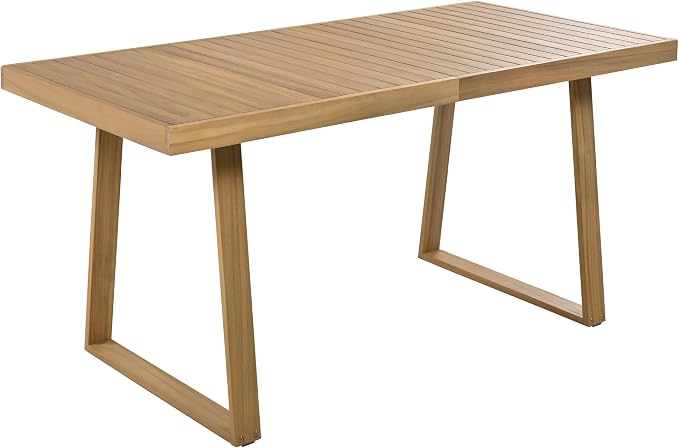 RUNNA Modern Acacia Wood Outdoor Dining Table and Chairs Set with Thick Cushions, Elegant Patio, Balcony, Garden Furniture for Entertaining (Gray-A2)